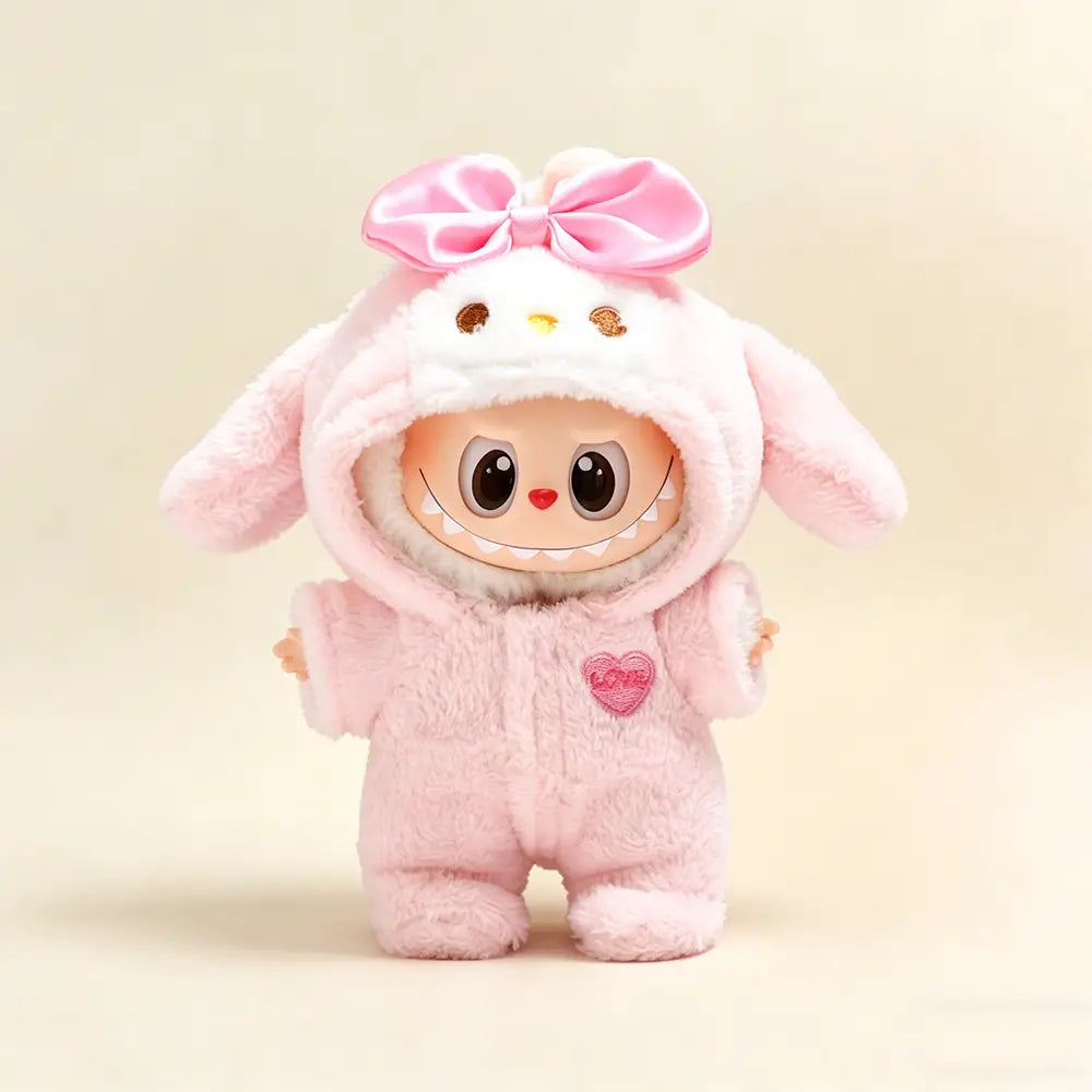 labubu pink dress Doll Outfit - Bunny Plush Onesie for 17cm Collectible Figure Size:Extra large Vibrant pigments and high side ruched Sparkle dress short long