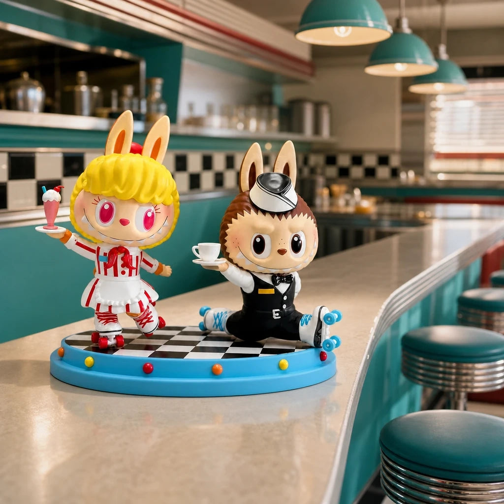 THE MONSTERS Labubu Cafeteria Figurine Figure in a carry scene
