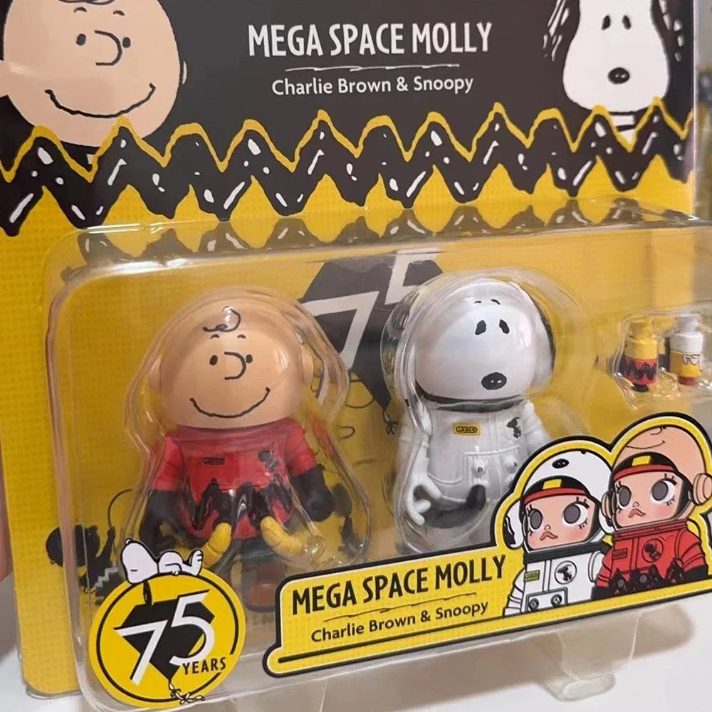 100% MEGA Space Molly — Charlie Brown & Snoopy Edition - front view | KikiBuddies