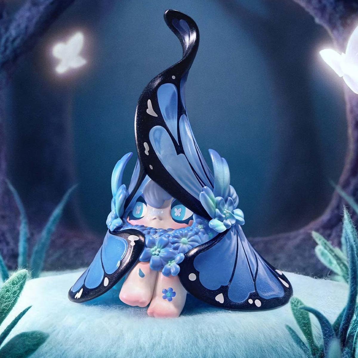 1001MOONS Wind's Intention figure blind-box series: dark blue figure design in a moonlit scene; possible random outcome