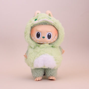 Kikibuddies Labubu Monster Green Outfit Set - Plush Hooded Hat & Puffy Cotton Suit