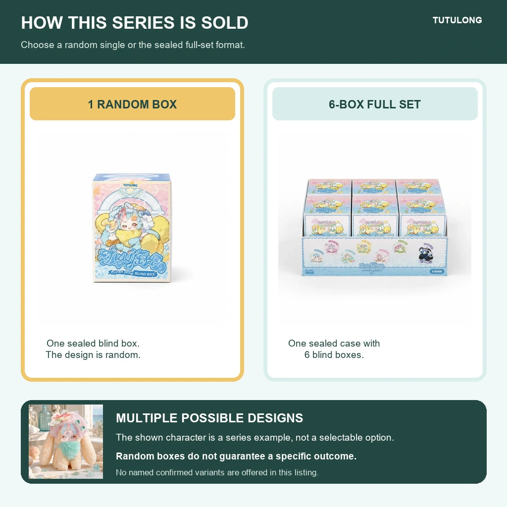 Tutulong Fluffy Shore V6 Series Plush Doll Blind Box buying options and random series scope