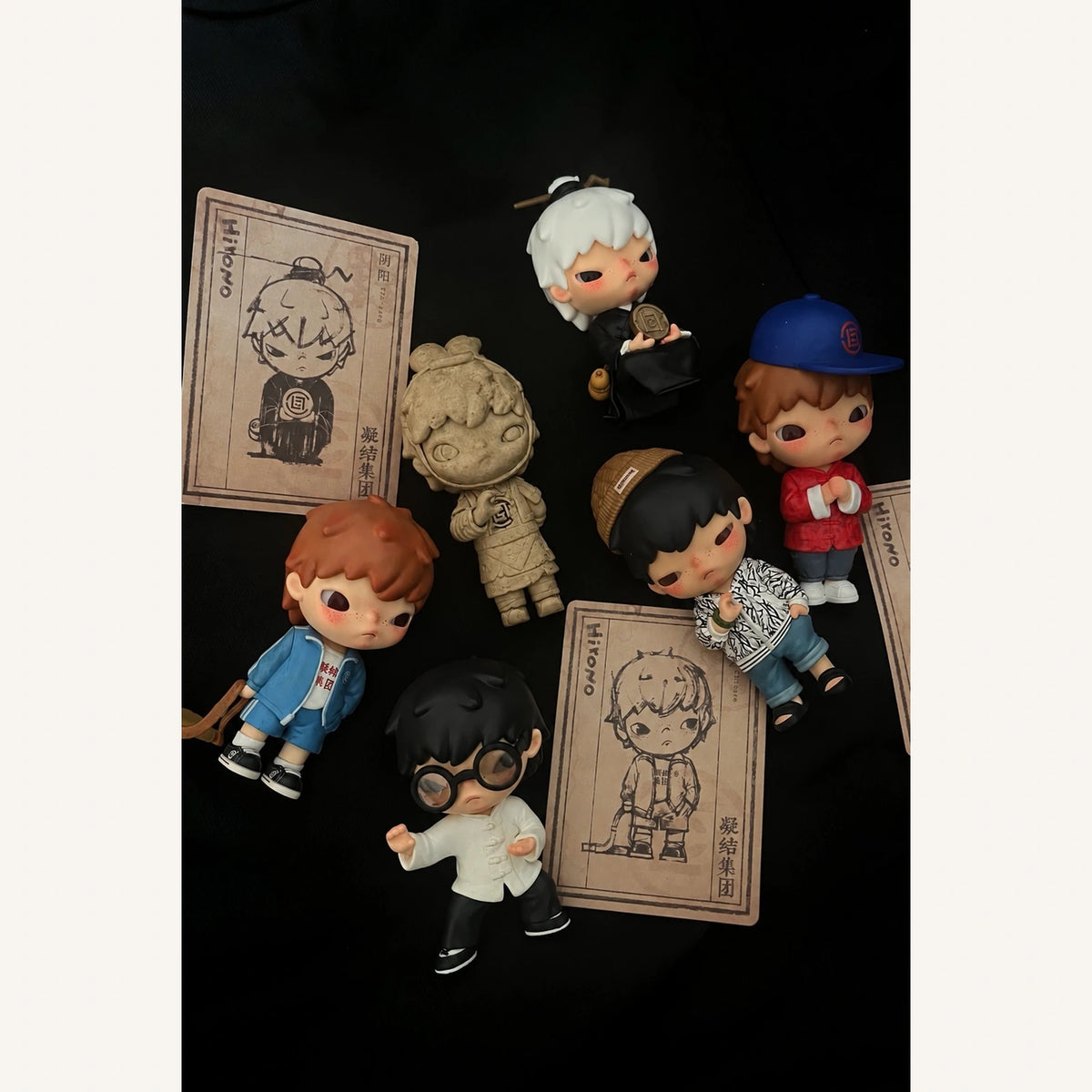 HIRONO × CLOT — six regular figure designs shown together, without Ning Ning