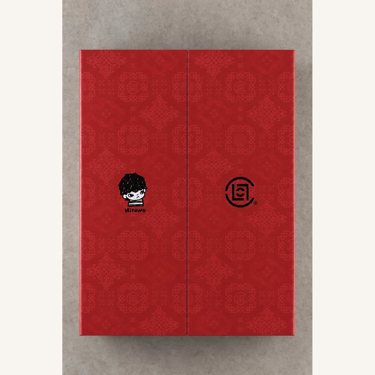 HIRONO × CLOT — closed red Gift Box Edition packaging exterior; contents and seal are not visible