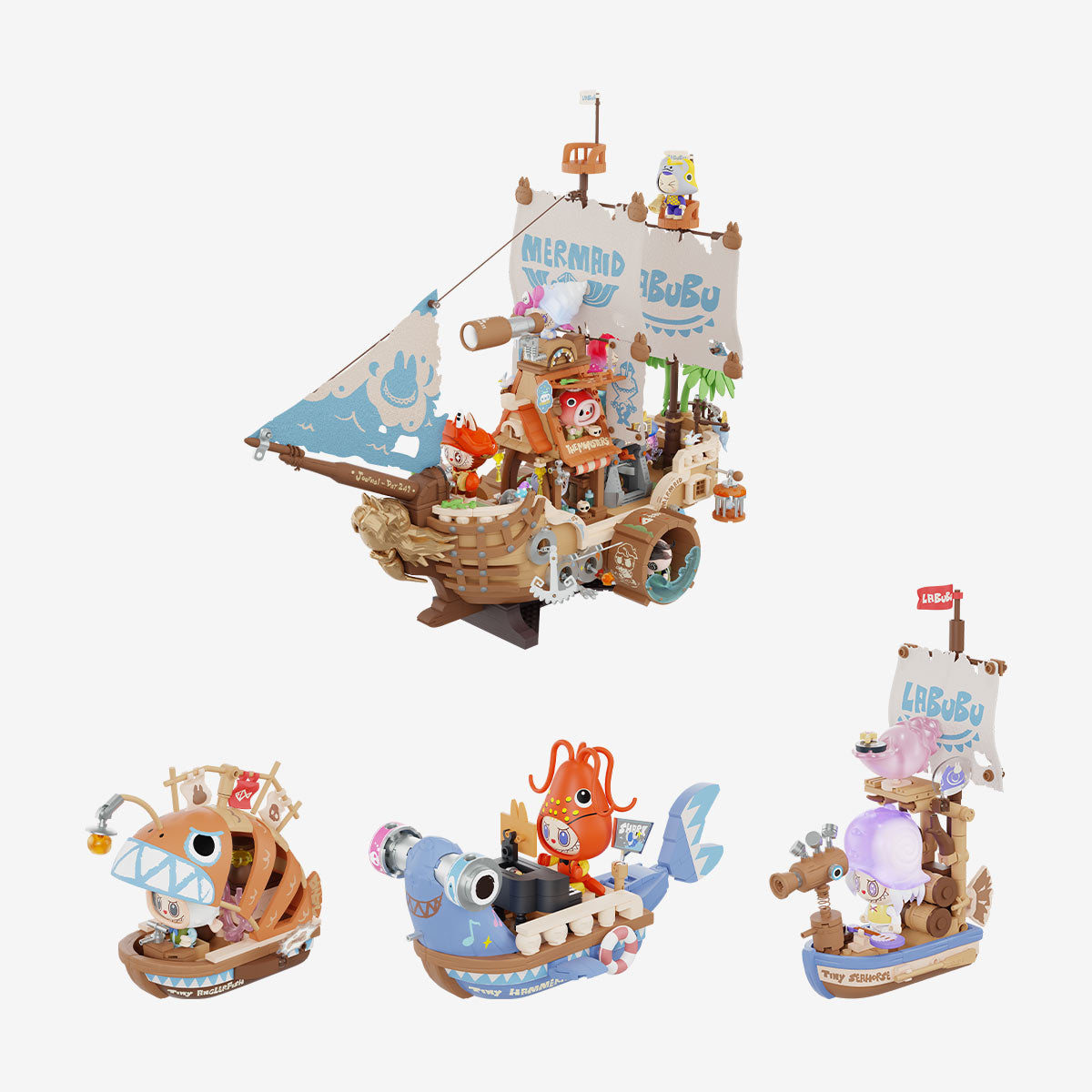Chasing Mermaids — whole four design display; scene styling is not a purchase-inclusion list