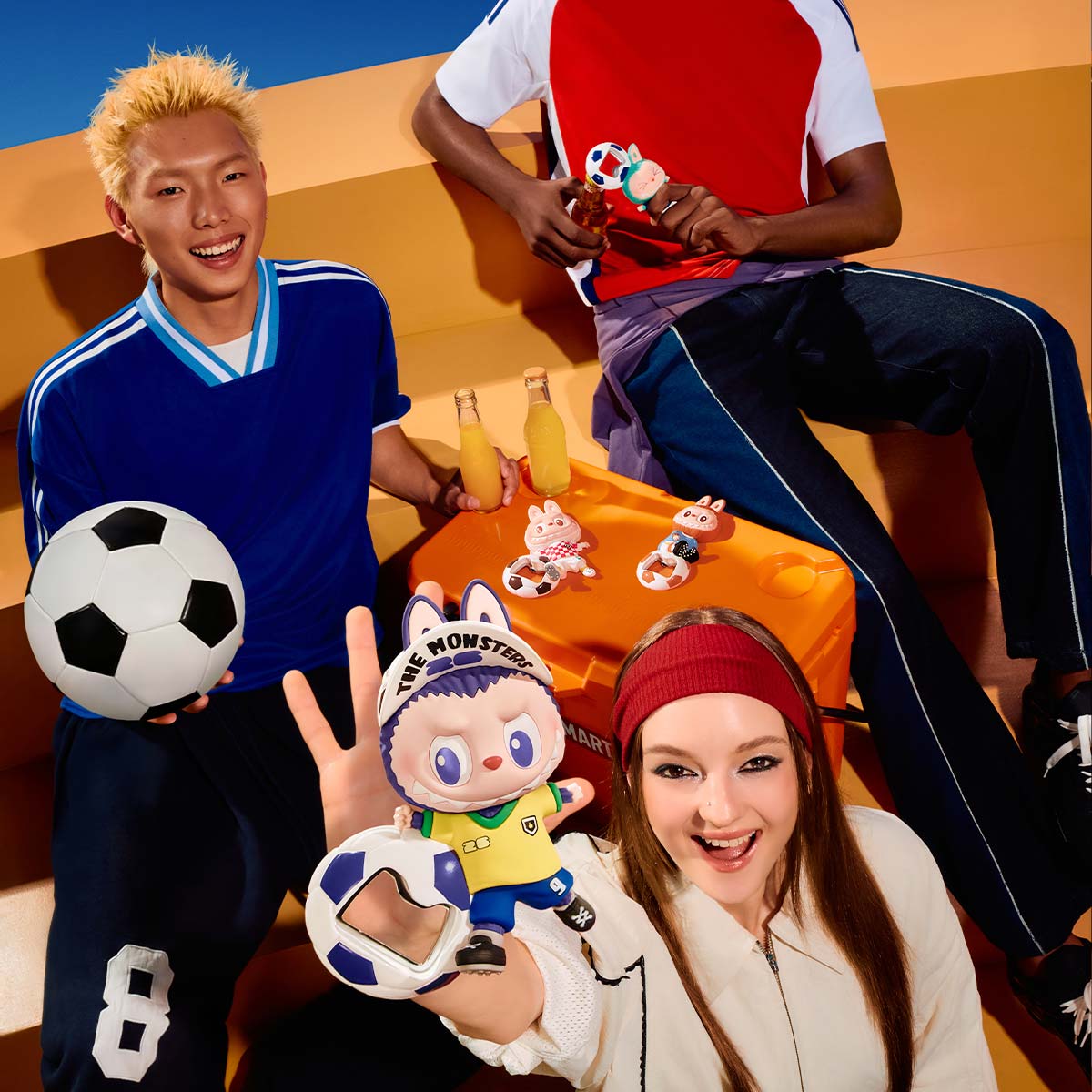 THE MONSTERS x FIFA — lifestyle showing opener use; displayed multiple styles are examples only