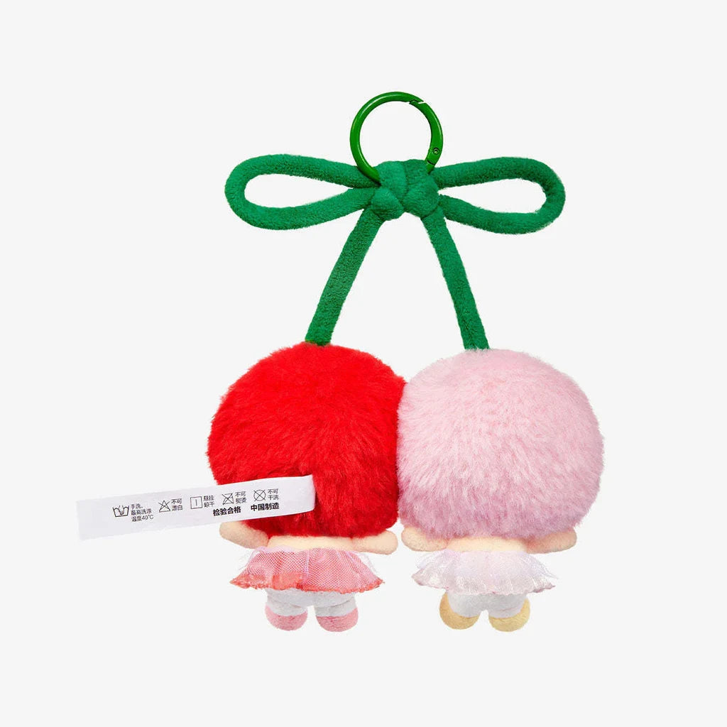 CRYBABY Love You Cherry Much Vinyl Plush Hanging Card rear view showing bow and hanging structure