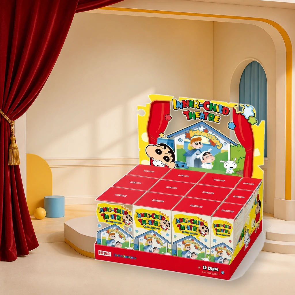 Crayon Shin-chan Inner-Child Theatre Series Figures - Blind Box & Full Set full-set package in a collector display setting