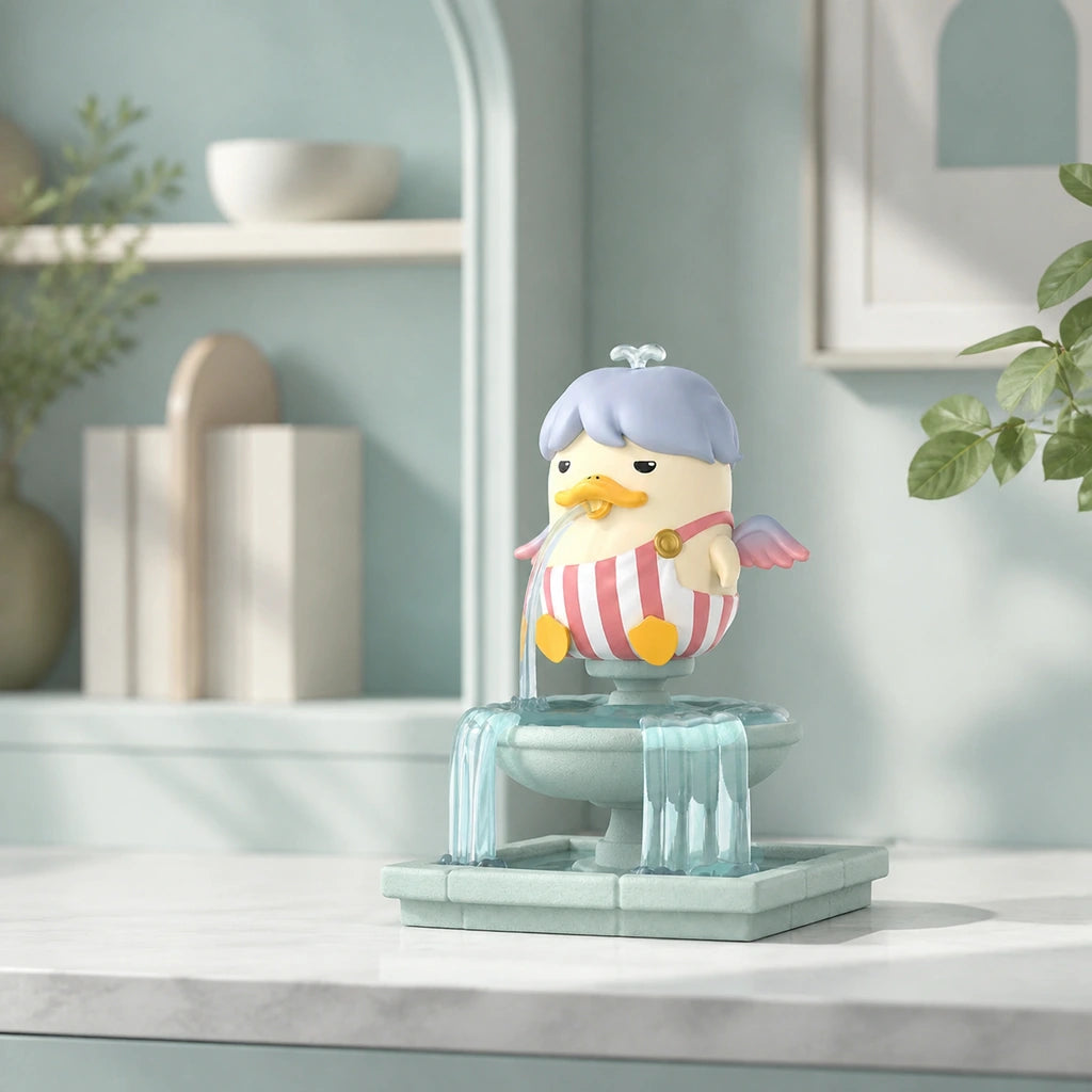 DUCKOO FOUNTAIN Comic Con Limited Figure in a premium collector display scene