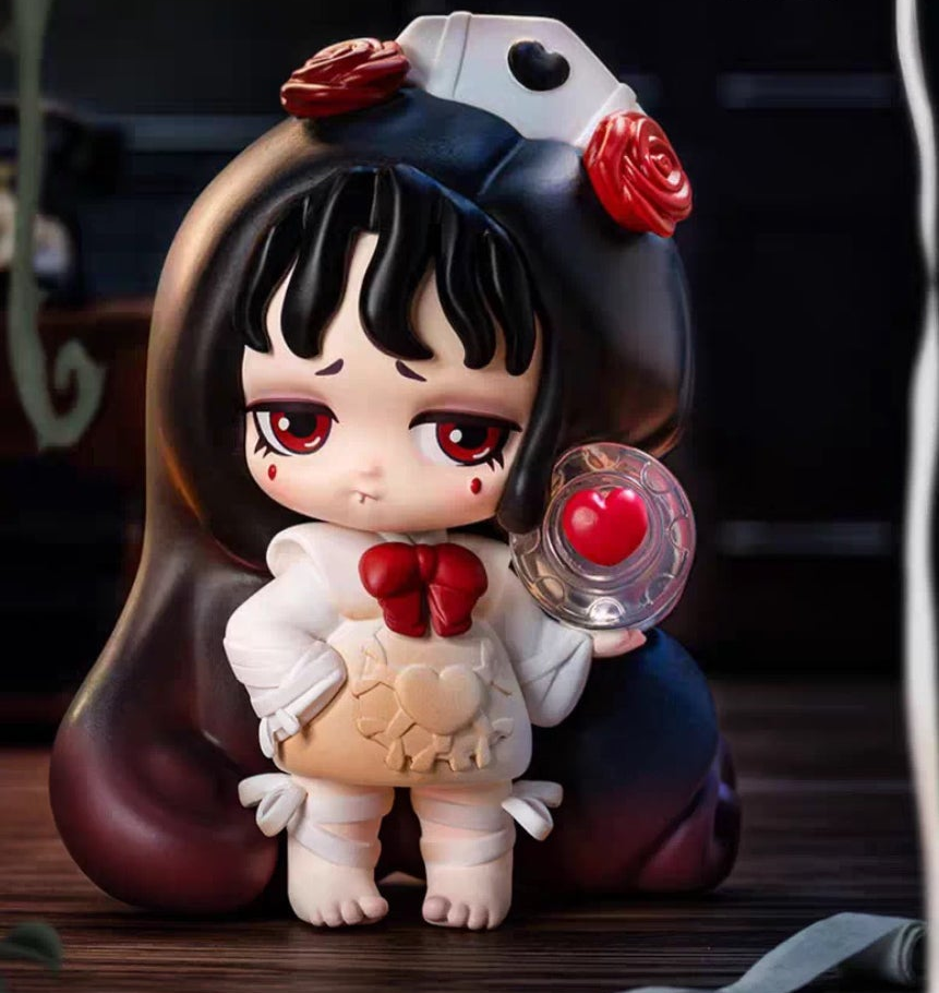 Lilith Secret Experiment Thorn Rose Assistant complete figure with hat, long hair, apple accessory and both feet; illustrative random-series design