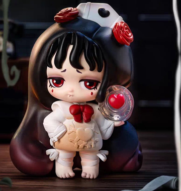 Lilith Secret Experiment Thorn Rose Assistant complete figure with hat, long hair, apple accessory and both feet; illustrative random-series design