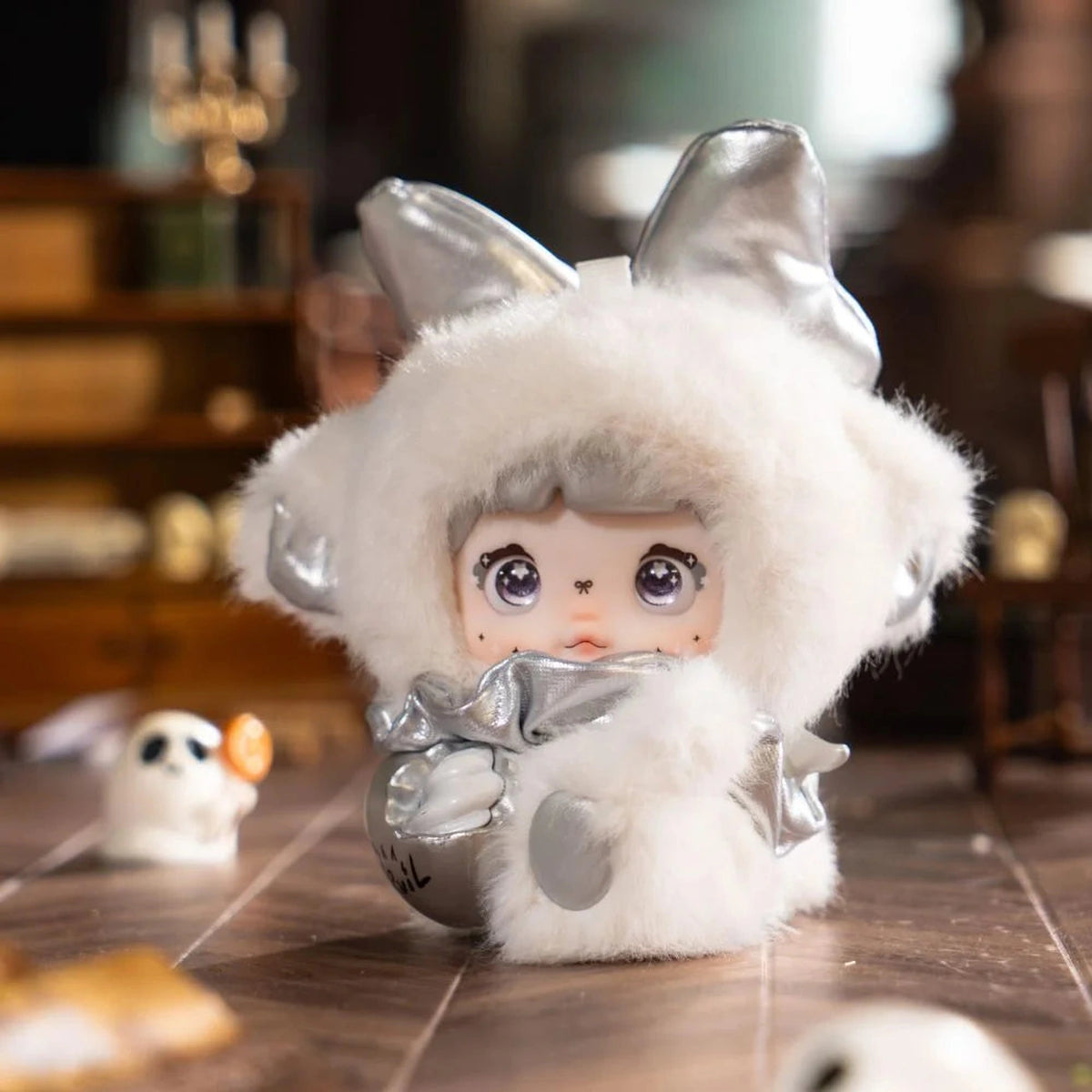 NOMMI x HEYMI The Entwined Fate Sin? plush doll, complete front view in the original scene