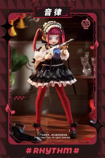 Eve Lynna RHYTHM series figure example with full hat, outfit, red stockings, shoes and original toy accessory; not a confirmed design selection