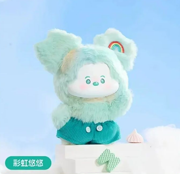 Mickey Head In The Clouds complete green plush collectible with both ears, rainbow patch, face, arms and shorts; illustrative random-series design, props not included
