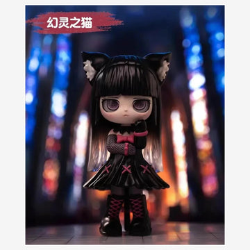 KIKI Fantasy Petshop Series Figures, Blind Box black cat-costume figure, complete ears-to-boots view; series example, not guaranteed selection