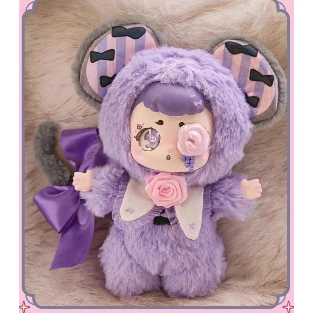 Kasa Wonderful Dream purple mouse-costume plush, complete ears, ribbon, hands and feet; random-series design example
