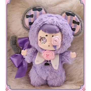 Kasa Wonderful Dream purple mouse-costume plush, complete ears, ribbon, hands and feet; random-series design example