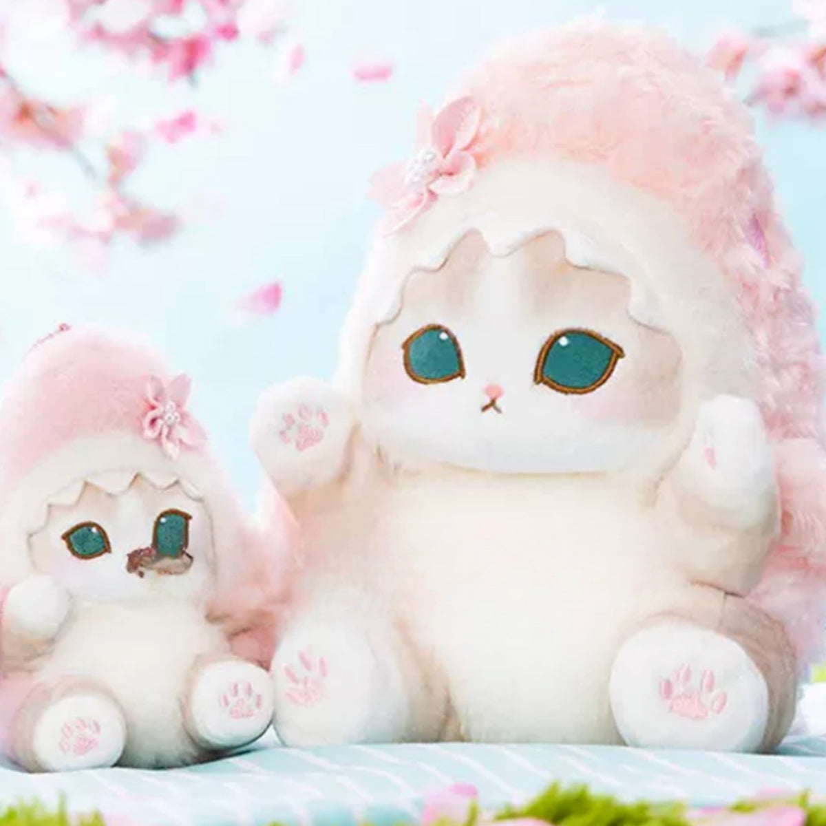 Mofusand Cherry Blossom Pink Plush Doll and Keychain - two formats overview | KikiBuddies