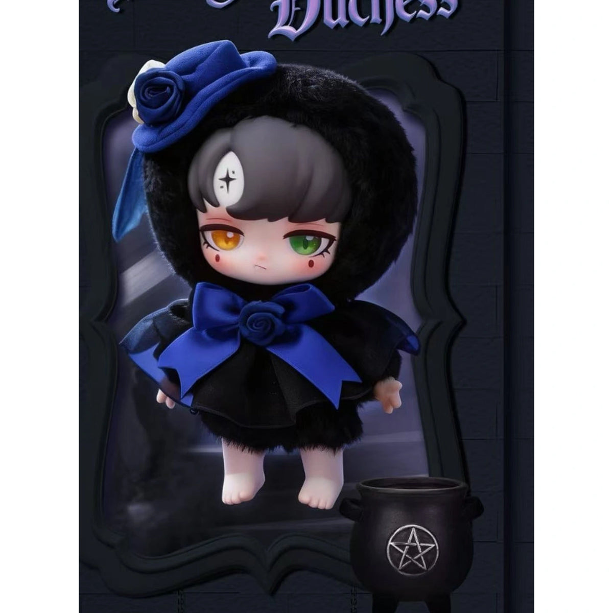 Lilith Forbidden Covenant Indigo Duchess, complete black plush pendant with blue rose and bow; scene props not included