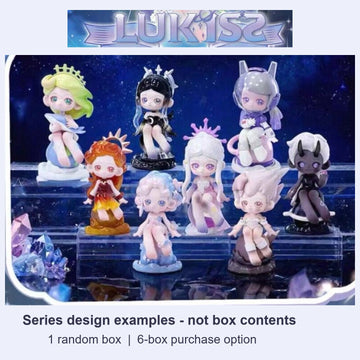 Lukiss Space Wander complete physical series lineup with original LUKISS logo; design examples, not the contents of one random box or the 6-box option