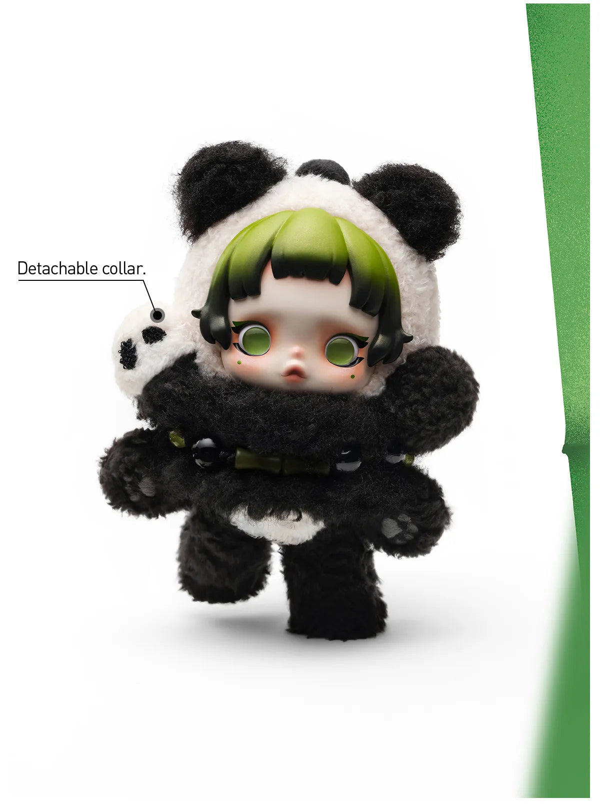 Lazy Panda single plush pendant frontal view with detachable collar detail