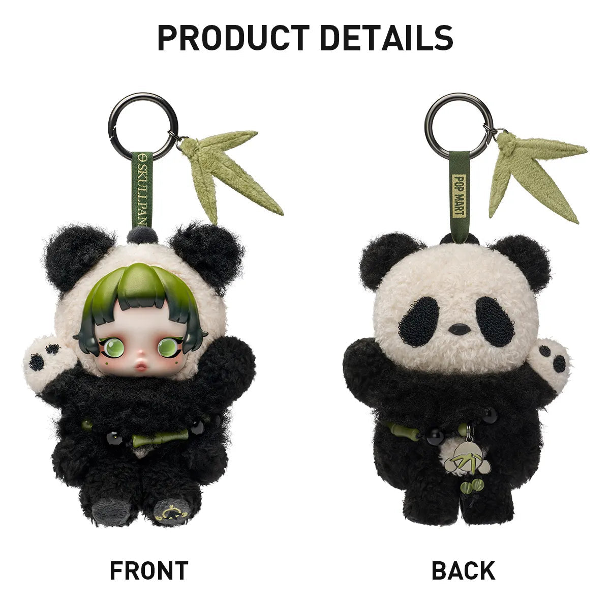 Lazy Panda pendant front and back views of the same single item, showing the hanging loop, hood and chain detail