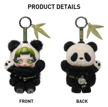 Lazy Panda pendant front and back views of the same single item, showing the hanging loop, hood and chain detail