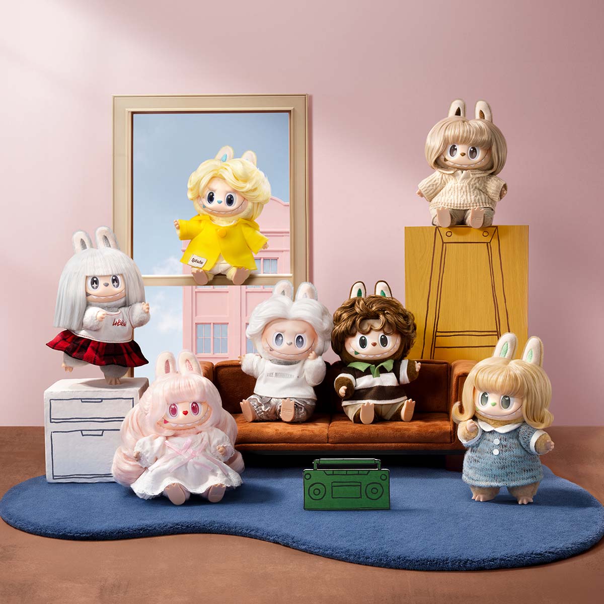 THE MONSTERS Hair Salon vinyl plush pendants — official series scene; pictured secret not guaranteed in a set