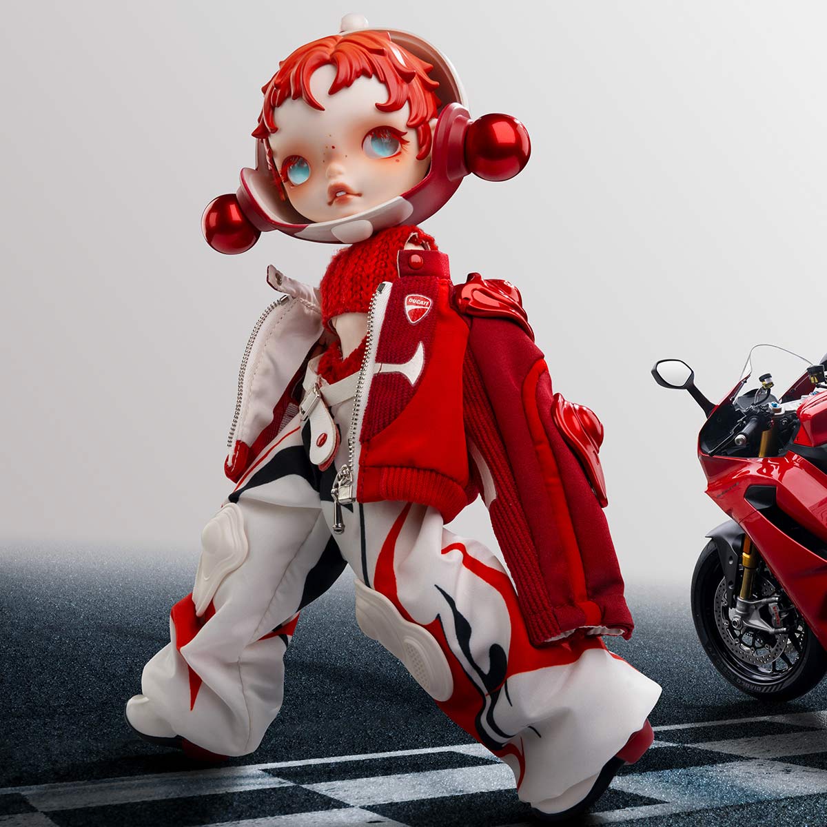 SKULLPANDA × DUCATI — Three-quarter view of the same fixed figure