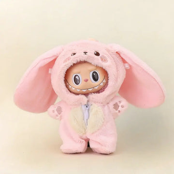 Animal Plush Hooded Jumpsuit For Labubu — 17cm