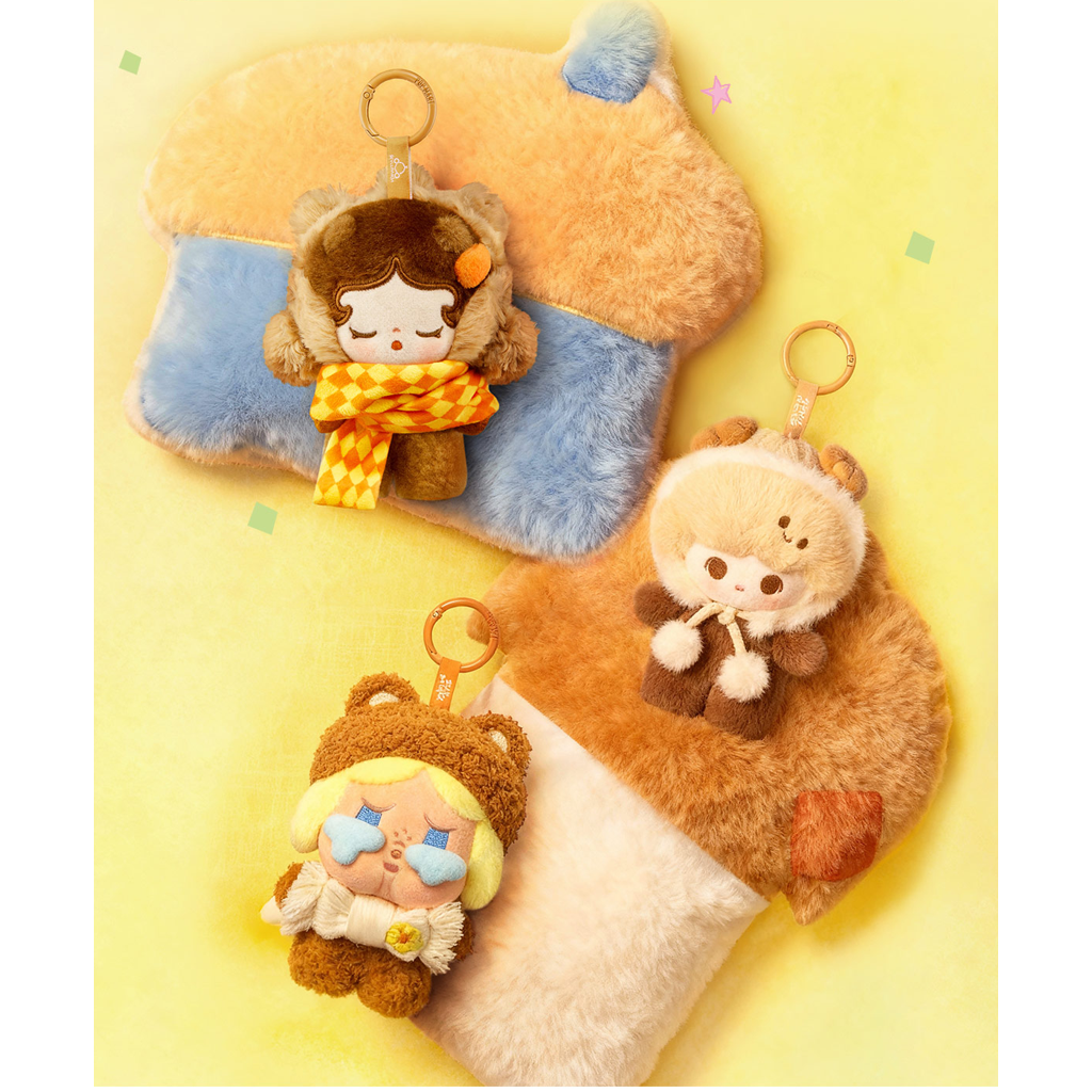 POP BEAN Fluffy & Cozy — Three-character cozy scene; pictured designs do not guarantee random-box contents
