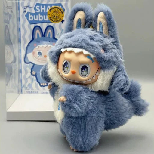 Deep Sea Shark Plush Hooded Jumpsuit For Labubu — 17cm - lifestyle scene | KikiBuddies