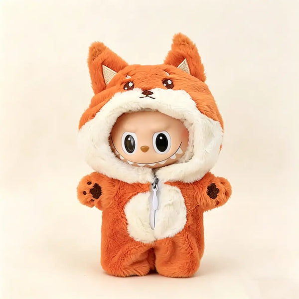 labubu コスチューム付き　正規品 Fox Plush Hooded Jumpsuit For Labubu 17cm – Kikibuddies