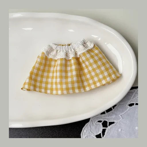 Gingham Plaid Spring Dress for Labubu 17cm