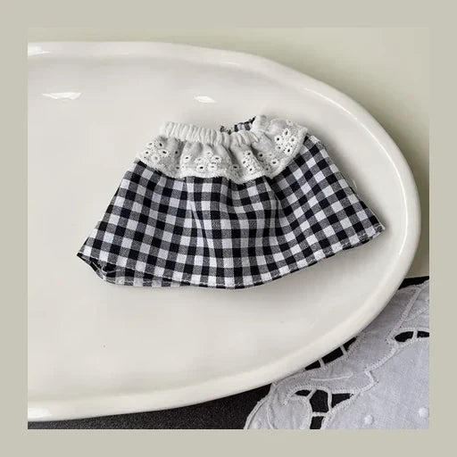 Gingham Plaid Spring Dress for Labubu 17cm