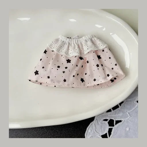Gingham Plaid Spring Dress for Labubu 17cm