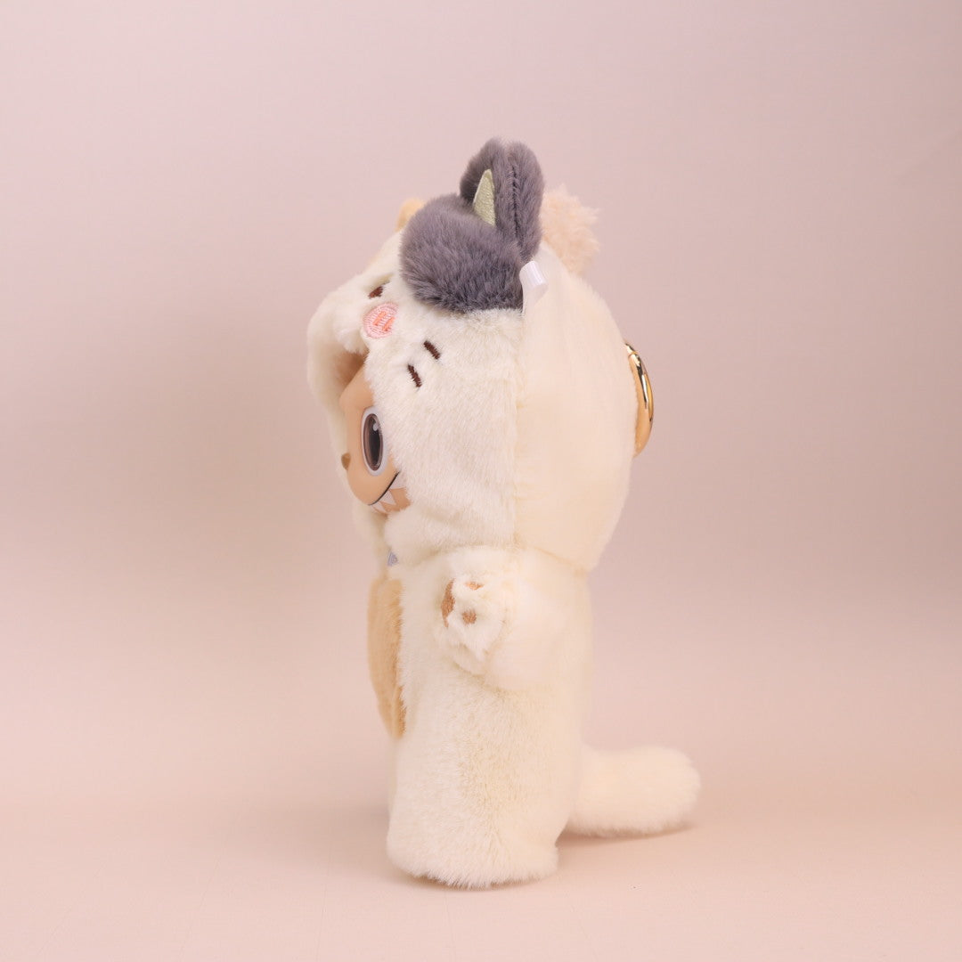 Kikibuddies Labubu Calico Cat Plush Outfit - Doll Clothes Tri-color Kitten Jumpsuit