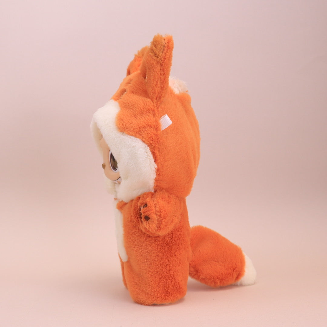 Kikibuddies Labubu Fox Plush Outfit - Doll Clothes Vibrant Orange Jumpsuit