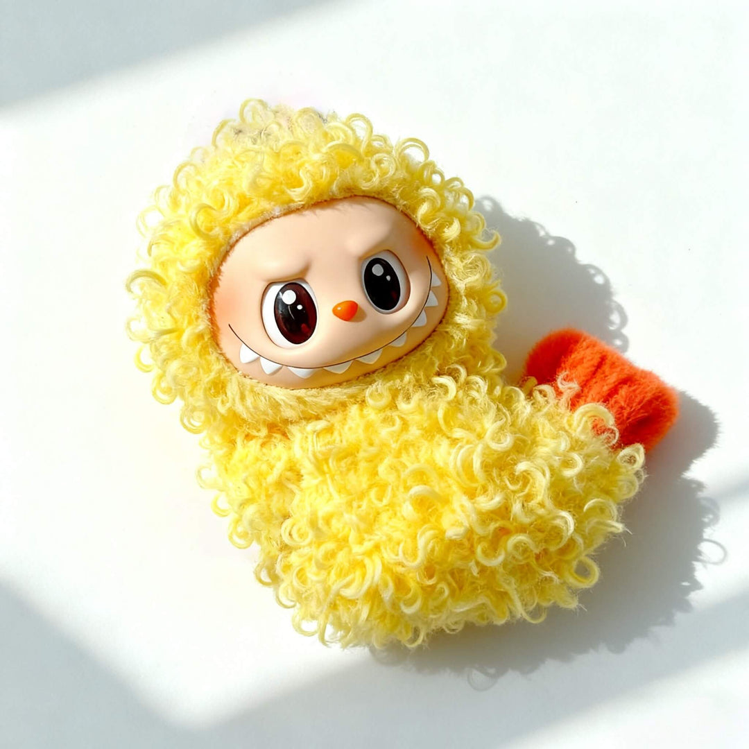 KIKIBUDDIES Labubu 17cm Fried Shrimp Fluffy Costume yellow