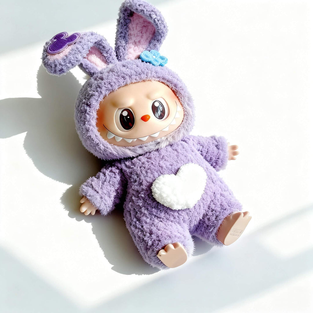 KIKIBUDDIES Labubu Bunny Hoodie Outfit - Floral Accents
