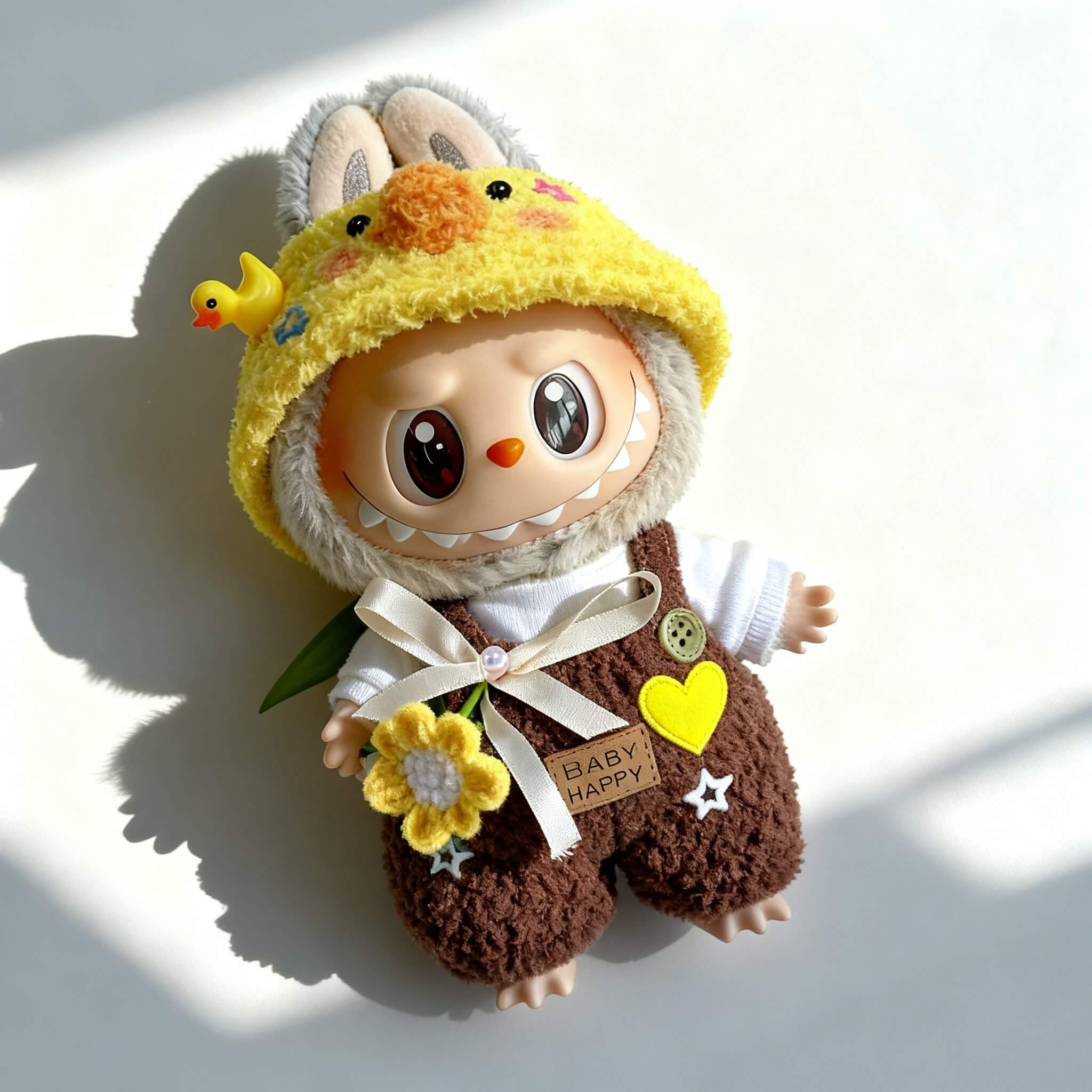 KIKIBUDDIES Labubu Cute Style Set- Brown Costume & Yellow Hat