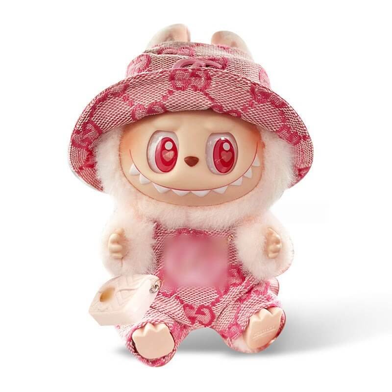 KIKIBUDDIES Labubu Luxe Patterned Set Pink – Bucket Hat + Overalls