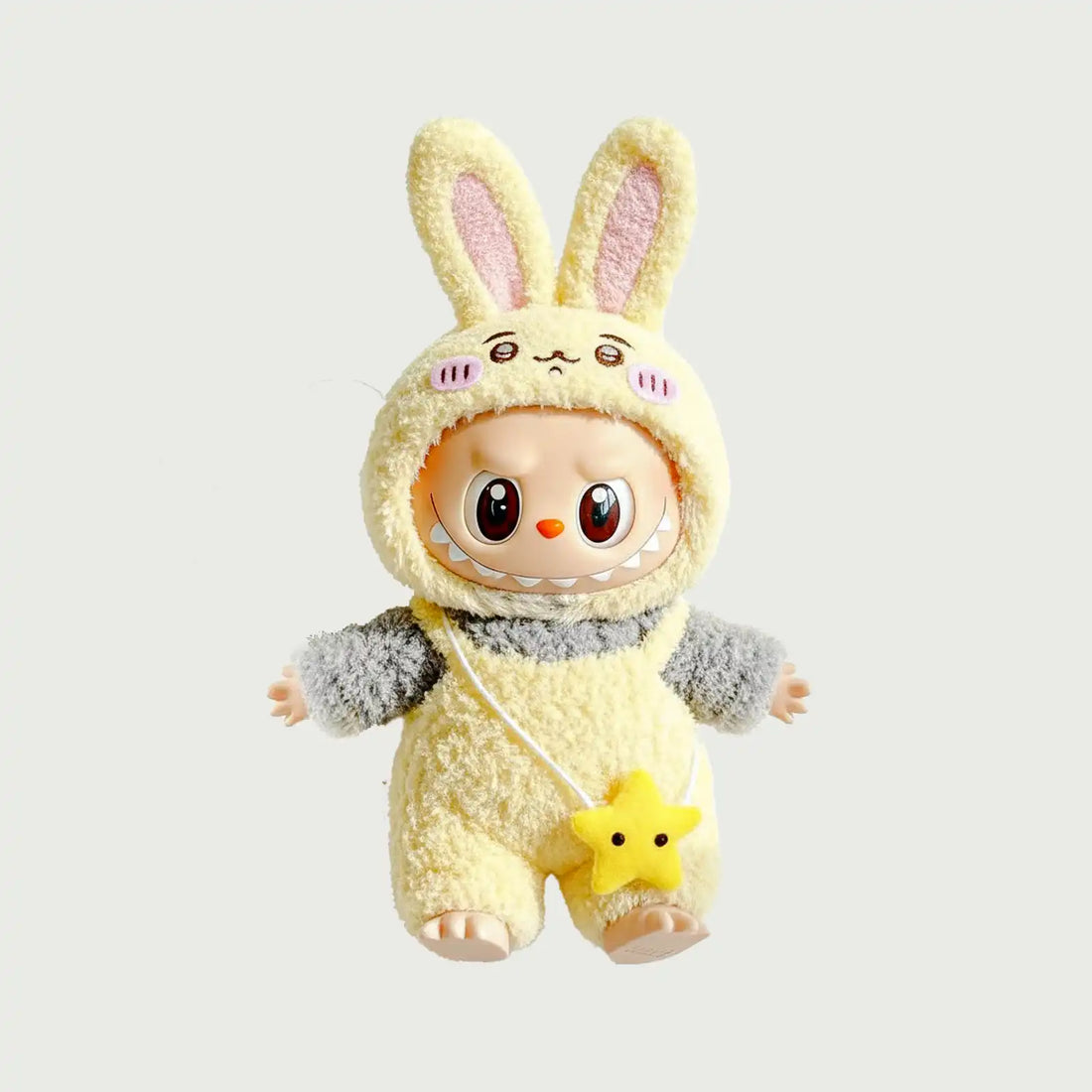 Kikibuddies Labubu Yellow Usagi Bunny Outfit Set – Hood + Plush Jumpsuit