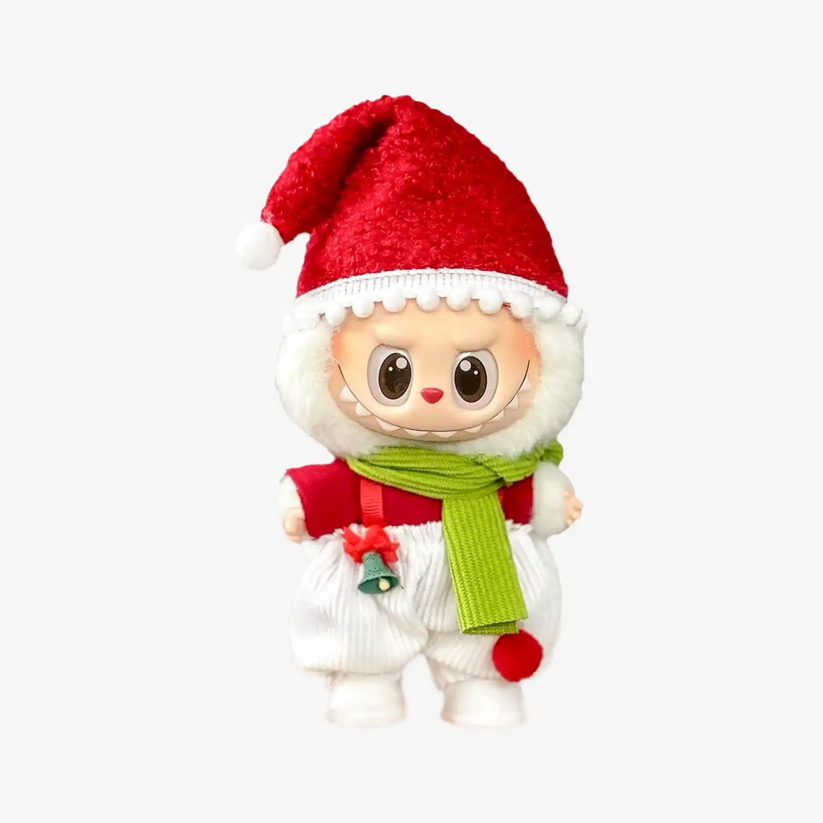 Kikibuddies Labubu Christmas Elf Knit Set - Red Santa Hat + Top + Overalls + Scarf