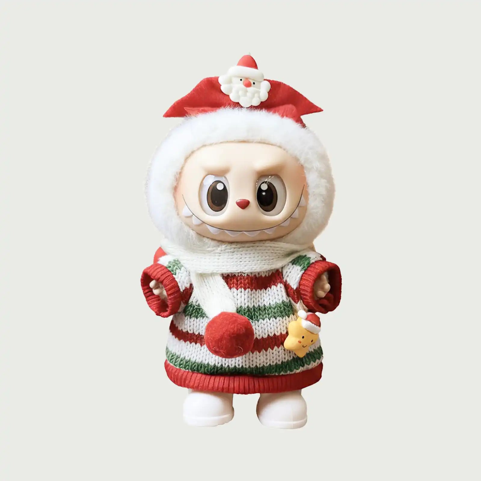 Kikibuddies Labubu Christmas Knit Set – Santa Headpiece + Sweater + Scarf