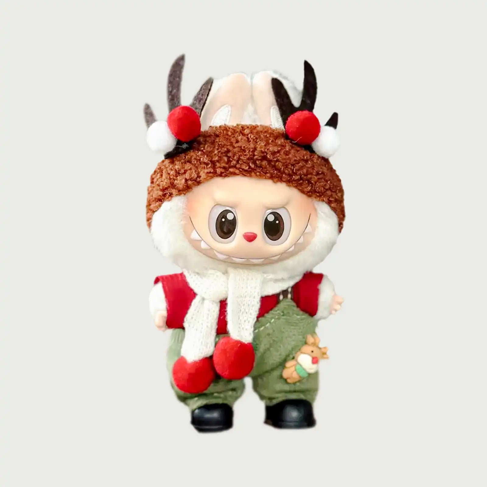 Kikibuddies Labubu Christmas Reindeer Set - Antler Hat + T-Shirt + Overalls + Scarf