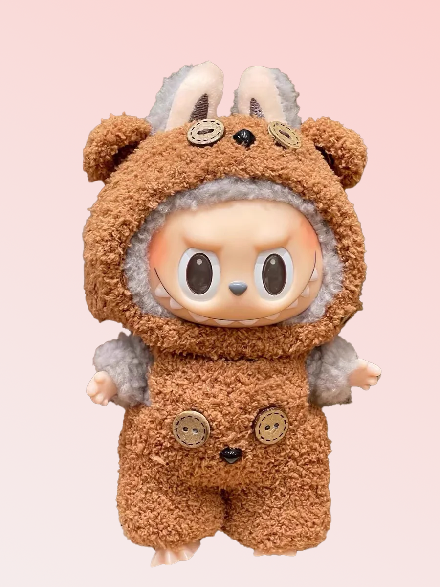 Labubu Brown Bear Plush Outfit Set – Soft & Cuddly (17cm)