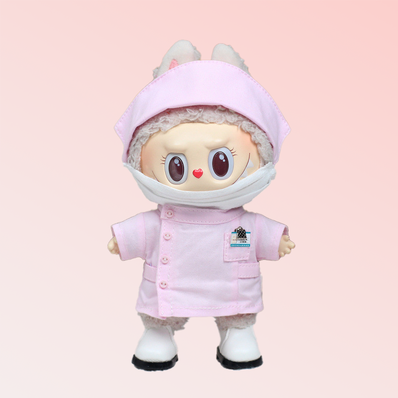 Labubu Macaron Doctor & Nurse Outfit Set – Plush Charm Edition (17cm)