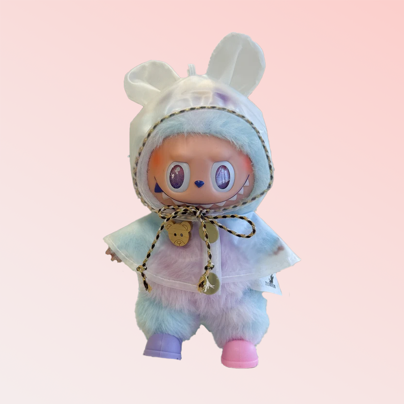 Labubu Clear Raincoat & Bear-Ears Boots Set — Weatherproof Cuteness