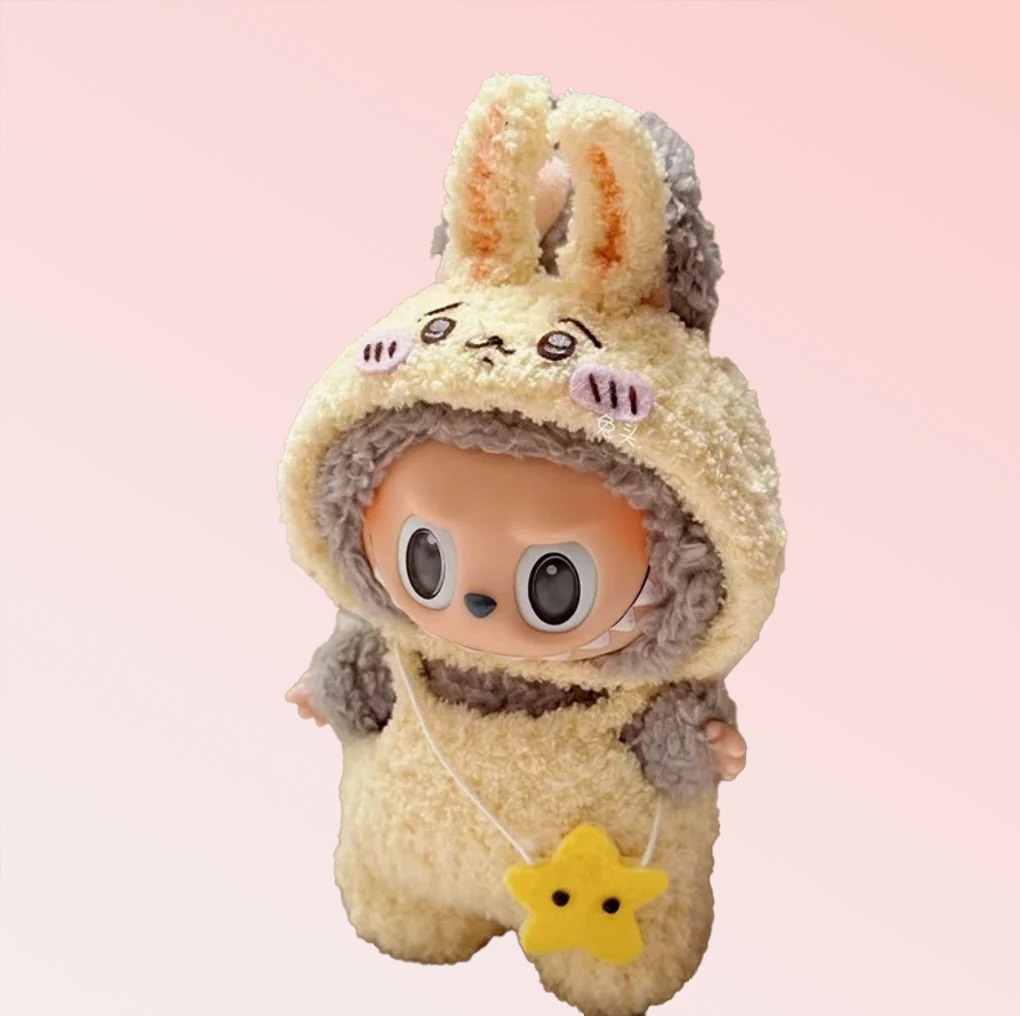 Labubu Usagi Bunny Outfit Set – Cream Cozy Rabbit with Star Pendant